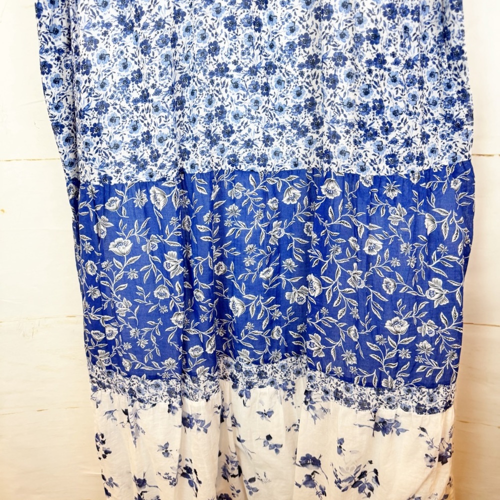 J. Jill Blue Floral Tiered Sleeveless Maxi Dress - Picture 6 of 12
